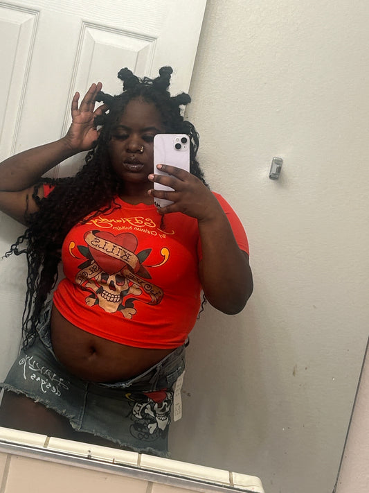 Ed hardy inspired Skirt set